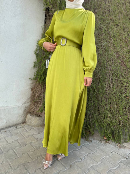 Salam Satin Lime Green Dress